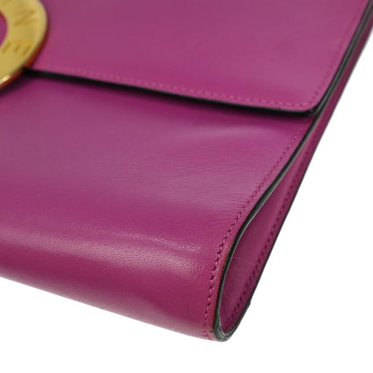 Celine Circle logo Leather, PINK, LEATHER, Clutche & pouche