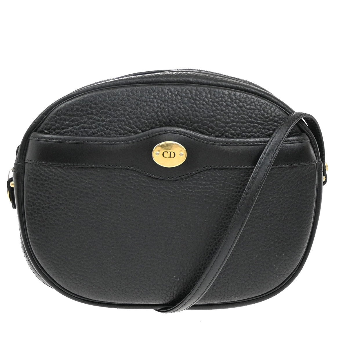 Christian Dior Vintage CD Logo Shoulder Bag Leather, BLACK, LEATHER, Shoulder bag