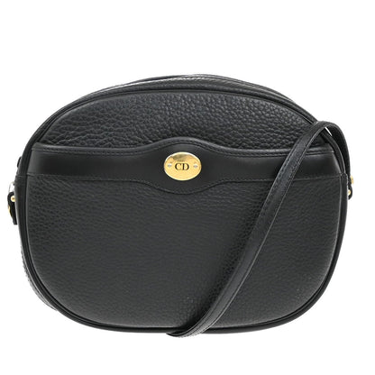 Christian Dior Vintage CD Logo Shoulder Bag Leather, BLACK, LEATHER, Shoulder bag