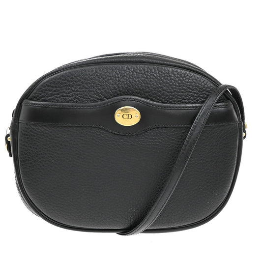 Christian Dior Vintage CD Logo Shoulder Bag Leather, BLACK, LEATHER, Shoulder bag