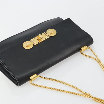 Versace Medusa Flap Chain Bag Leather, Black, Leather, Shoulder Bag