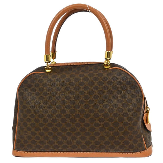 Celine Vintage Macadam Handbag Canvas and Leather, BROWN, CANVAS, Handbag