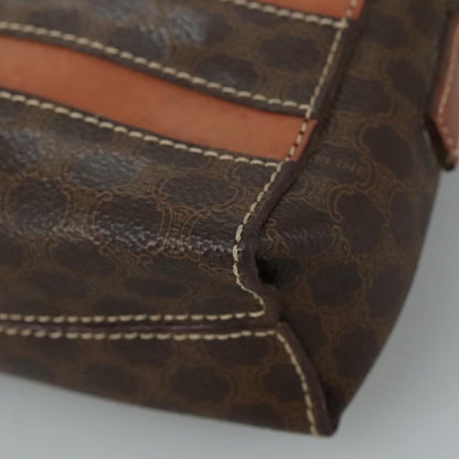 Celine Macadam Shoulder Bag Leather, BROWN, LEATHER, Shoulder bag