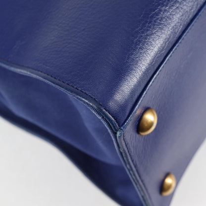 Saint Laurent Muse Two Bag Leather with Canvas, BLUE, LEATHER, Handbag