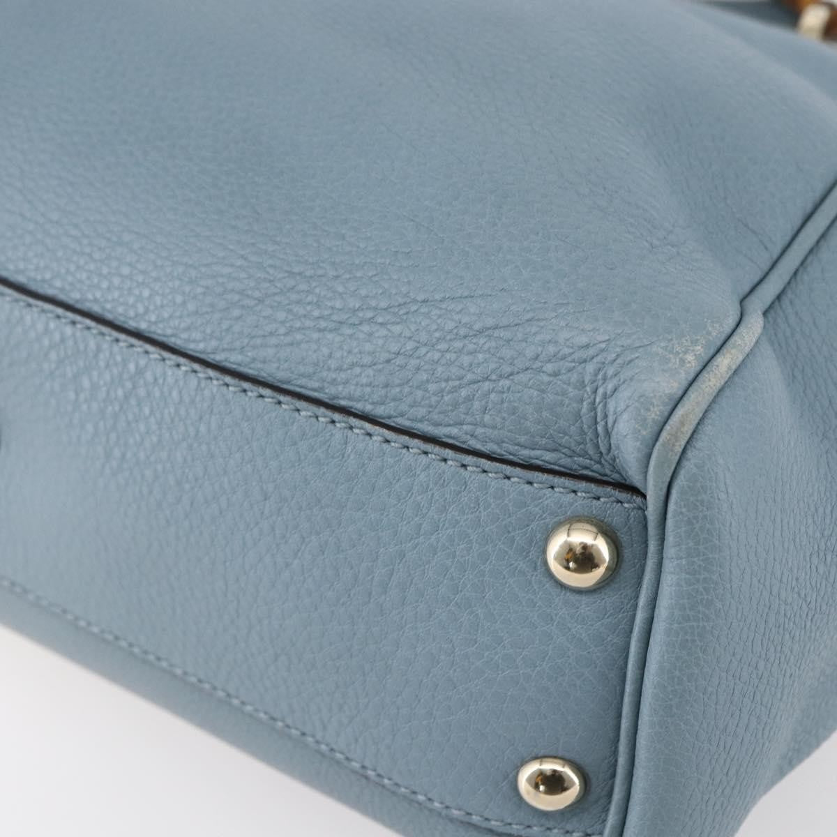 Gucci Bamboo Shopper Tote Leather, BLUE, LEATHER, Handbag