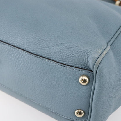 Gucci Bamboo Shopper Tote Leather, BLUE, LEATHER, Handbag