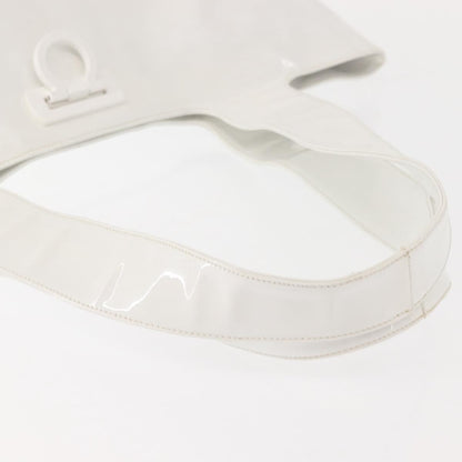 Salvatore Ferragamo Gancini Tote Patent leather, WHITE, PATENT_LEATHER, Tote bag