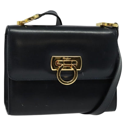 Salvatore Ferragamo Gancini Flap Shoulder bag Leather, BLACK, LEATHER, Shoulder bag