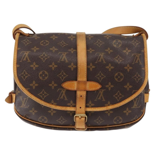 Louis Vuitton Saumur Handbag Monogram Canvas, BROWN, CANVAS, Shoulder bag