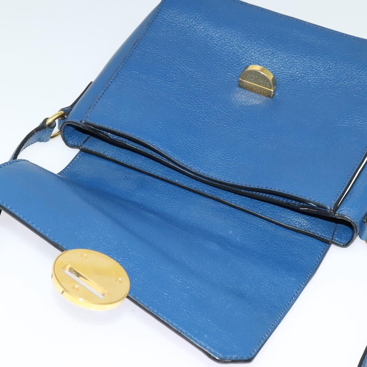 Miu Miu Flap Shoulder Bag Leather, BLUE, LEATHER, Shoulder bag