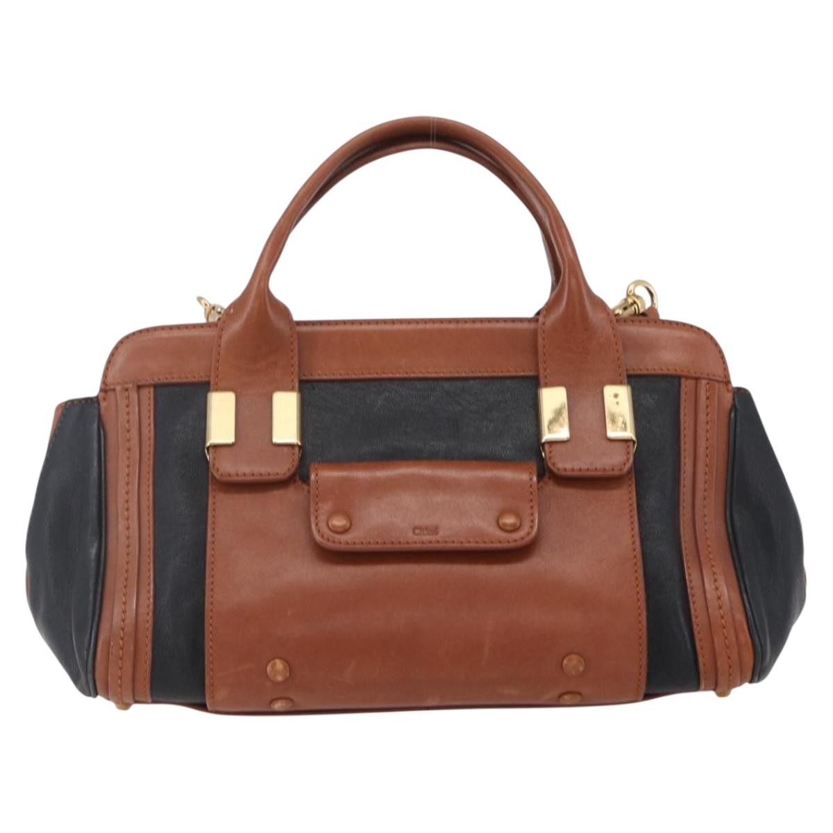 Chloe Alice Satchel Leather, BROWN, LEATHER, Handbag