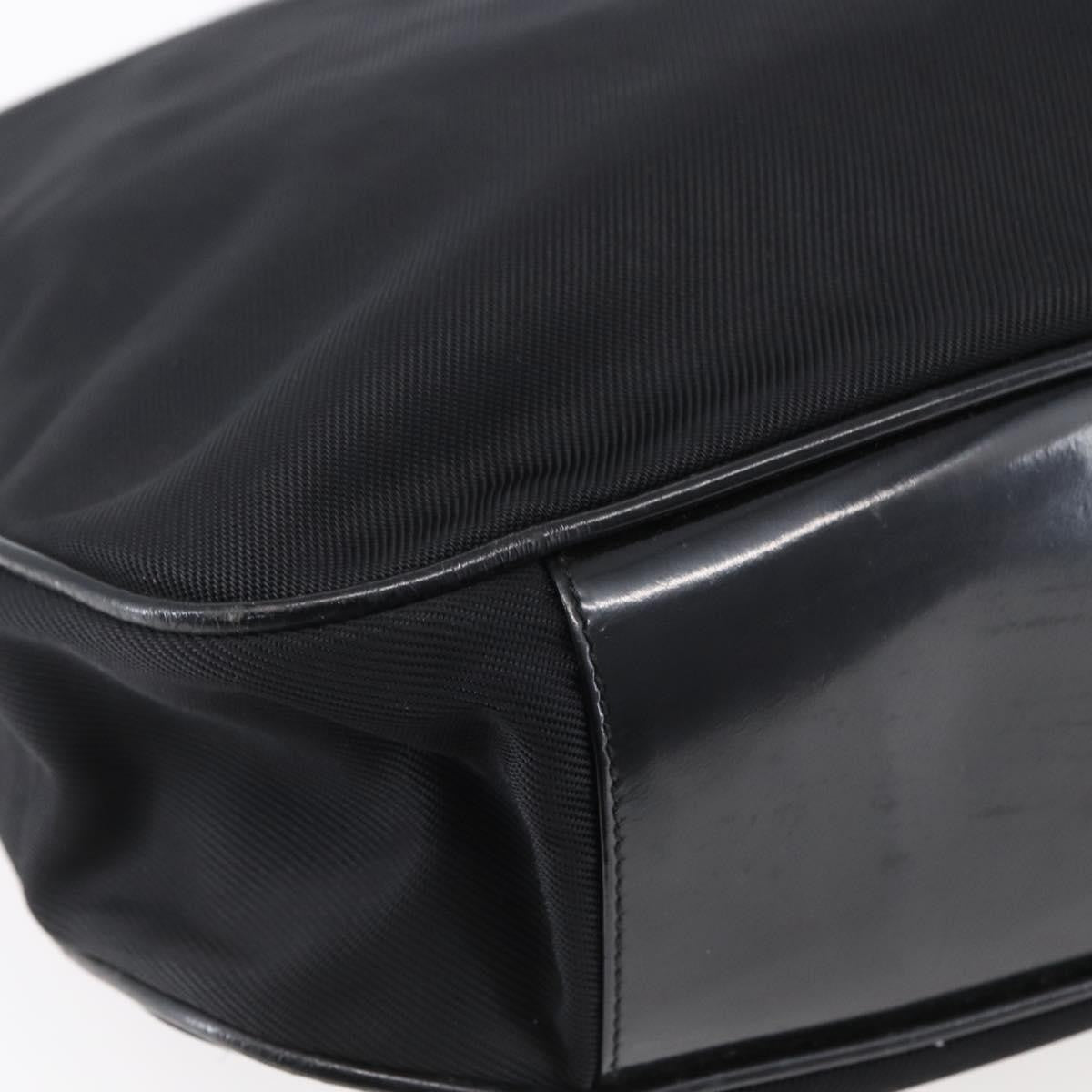 Gucci Vintage Bamboo Handle Open Hobo Nylon, BLACK, NYLON, Handbag