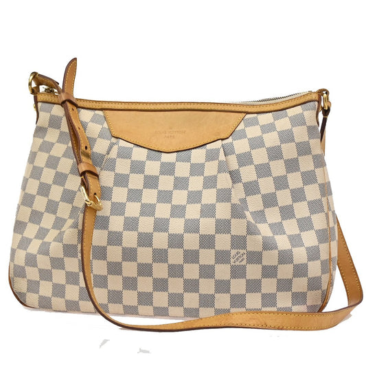 Louis Vuitton Siracusa Handbag Damier, WHITE, CANVAS, Shoulder bag