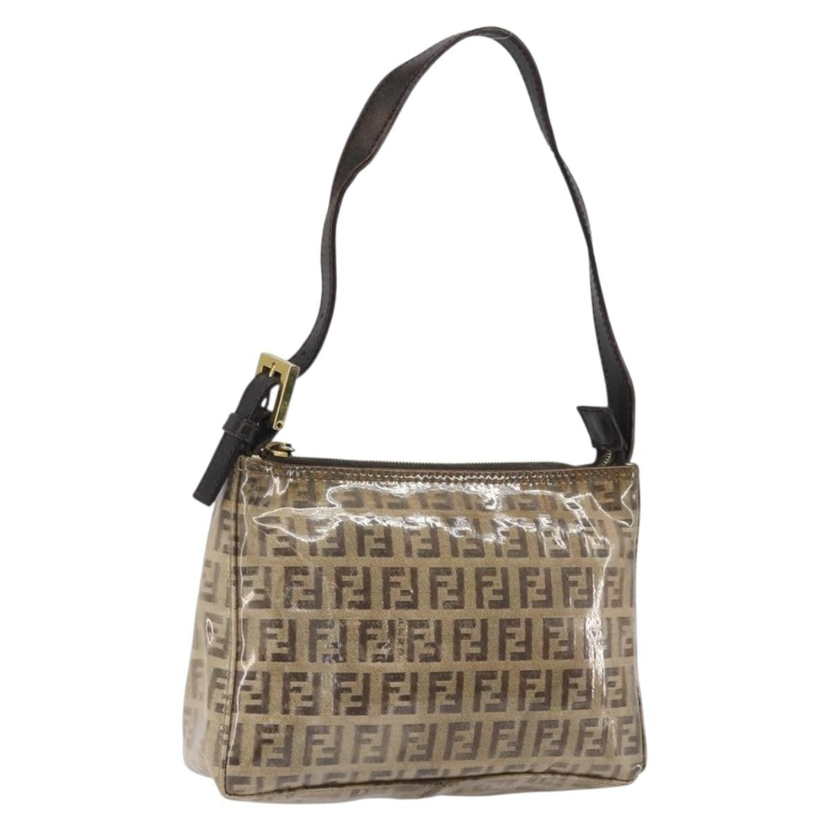 Fendi Vintage Shoulder Bag Zucca Canvas, BEIGE, PVC, Shoulder bag