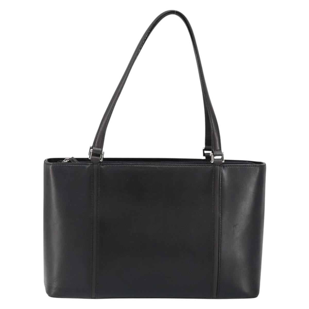 Burberry Handle Tote Leather, BLACK, LEATHER, Tote bag