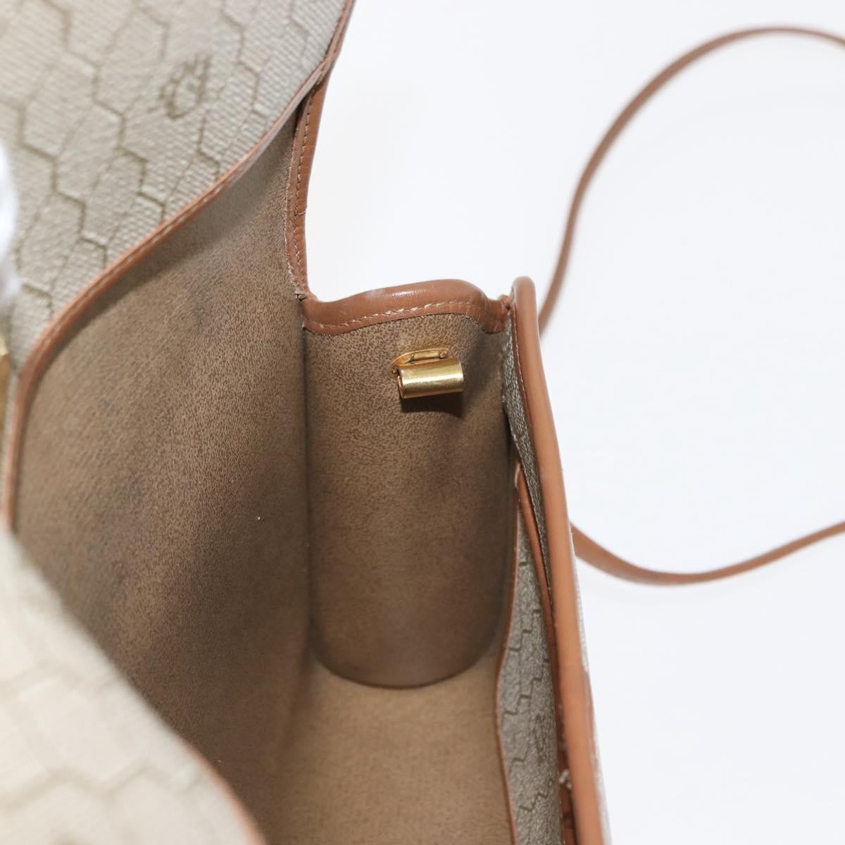 Christian Dior Vintage Honeycomb Flap Crossbody Bag Canvas and Leather, BEIGE, CANVAS, Shoulder bag