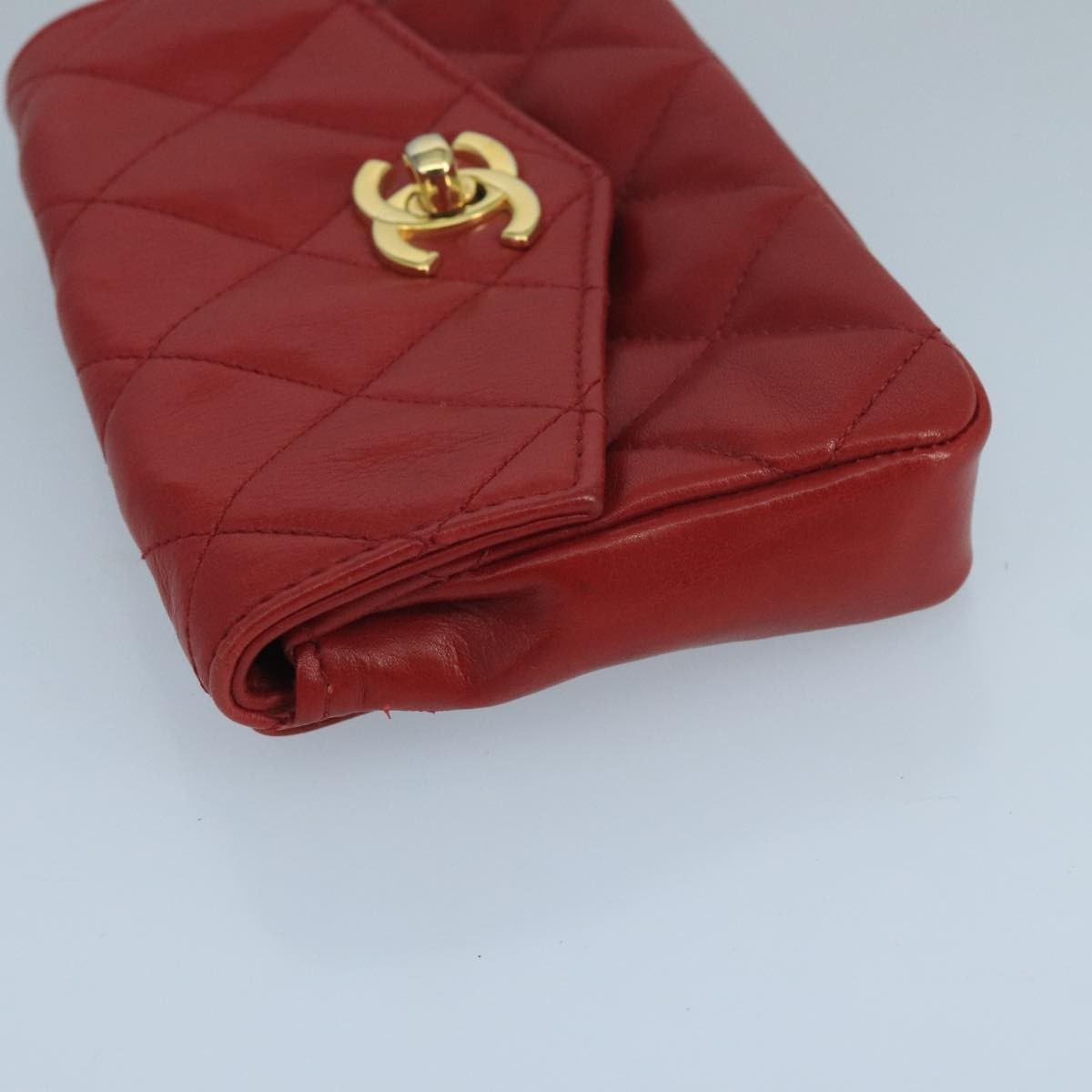 Chanel Chain Envelope Belt Bag Quilted Calfskin, RED, LEATHER, Clutche & pouche