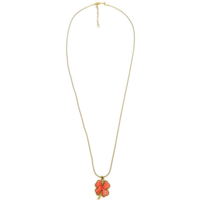 Chanel Vintage CC Clover Pendant Necklace Resin, GOLD, METAL, Necklace
