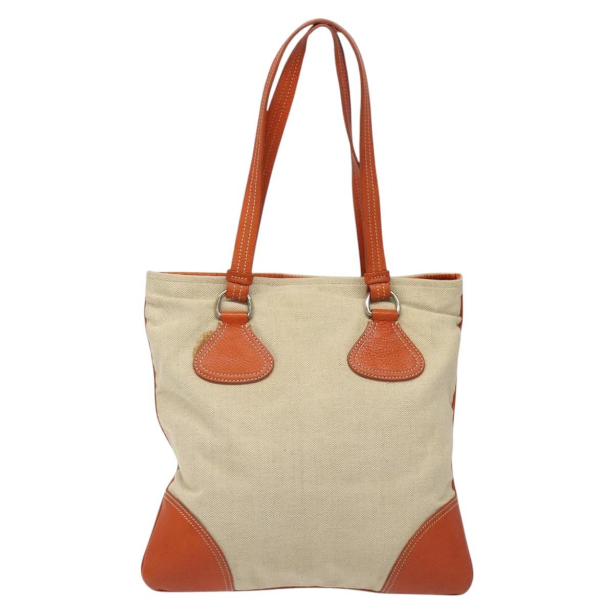 Prada Vintage Handbag Canvas and Leather, BEIGE, CANVAS, Handbag