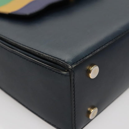 Celine Circle Logo Handbag Leather, NAVY, LEATHER, Handbag