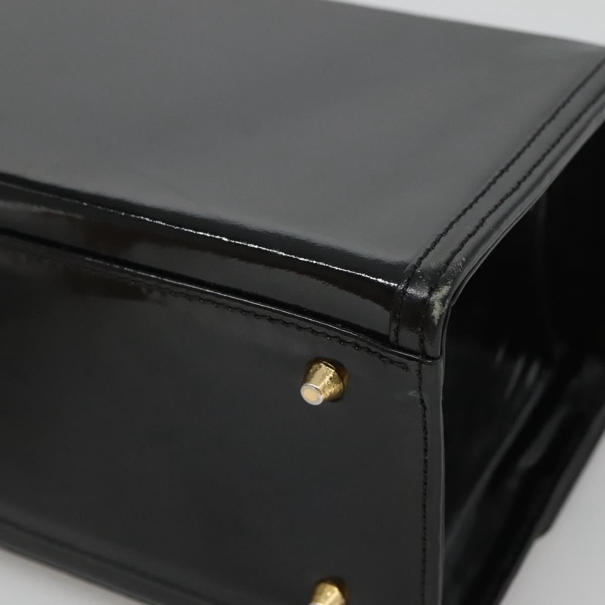 Versace Vintage Box Handle Bag Patent, BLACK, PATENT_LEATHER, Handbag