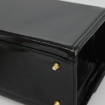 Versace Vintage Box Handle Bag Patent, BLACK, PATENT_LEATHER, Handbag