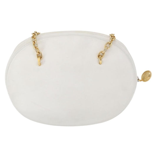 Christian Dior Vintage Zip Shoulder Bag Leather, WHITE, LEATHER, Shoulder bag