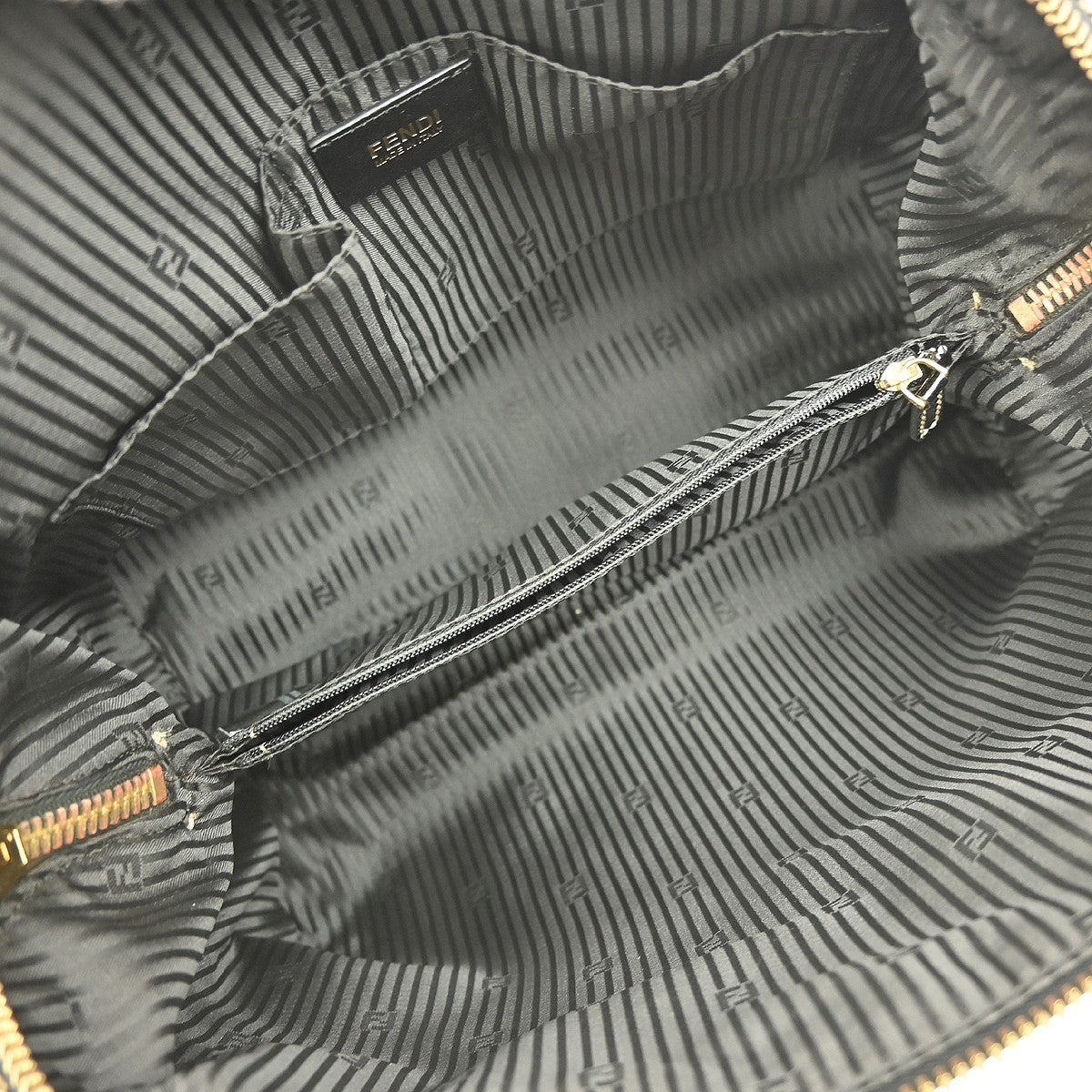 Fendi Chameleon Satchel Patent and Canvas, BLACK, PATENT_LEATHER, Handbag