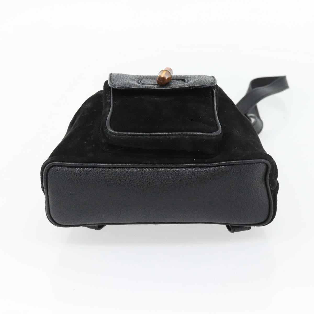Gucci Vintage Bamboo Backpack Suede, Black, Suede, Backpack