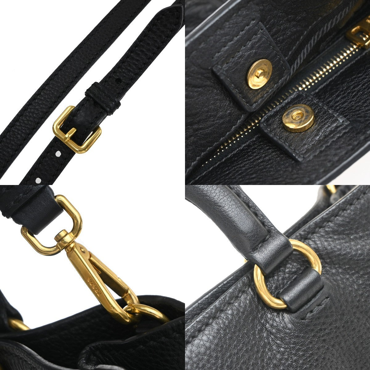 Prada Embossed Logo Convertible Open Tote Vitello Daino, BLACK, LEATHER, Tote bag