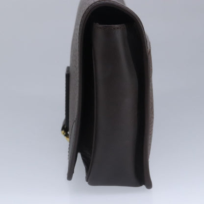 Salvatore Ferragamo Gancini Pouch Leather, BROWN, LEATHER, Clutche & pouche