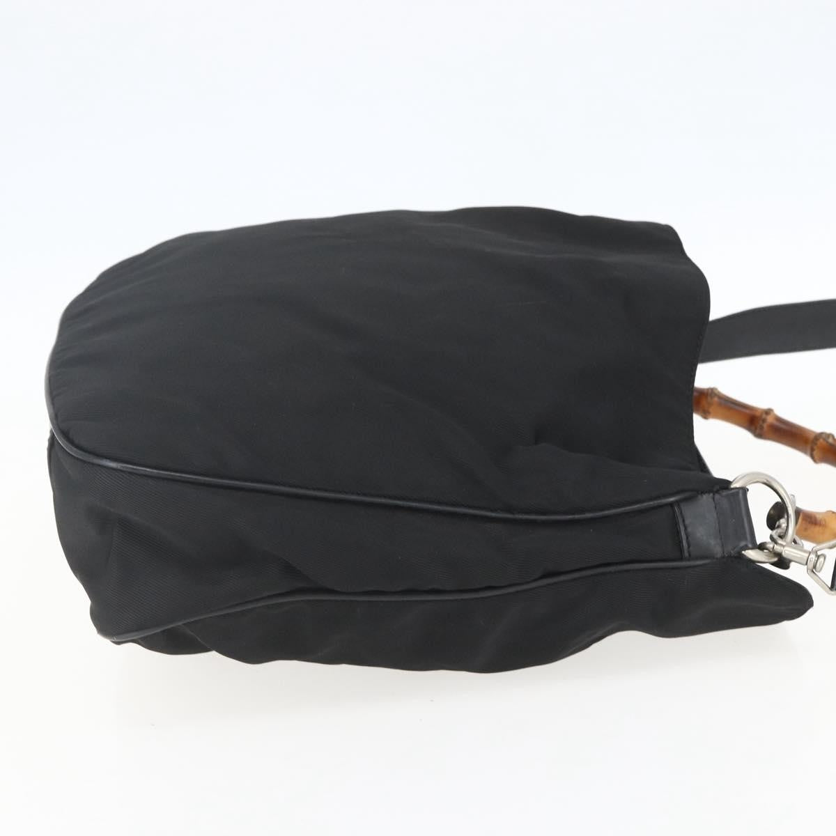 Gucci Vintage Bamboo Shoulder Bag Nylon, BLACK, NYLON, Tote bag
