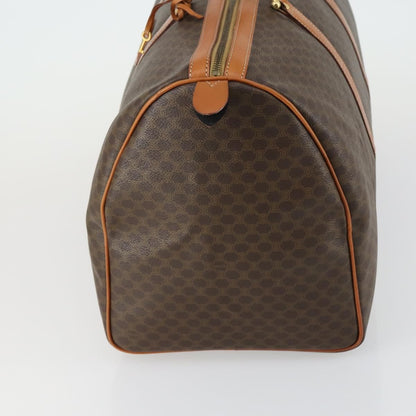 Celine Vintage Duffle Bag Macadam Coated Canvas, BROWN, PVC, Travel bag