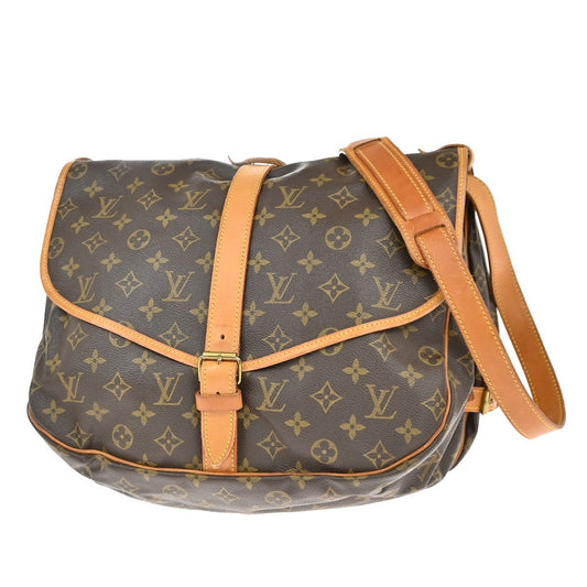 Louis Vuitton Saumur Handbag Monogram Canvas, BROWN, CANVAS, Shoulder bag