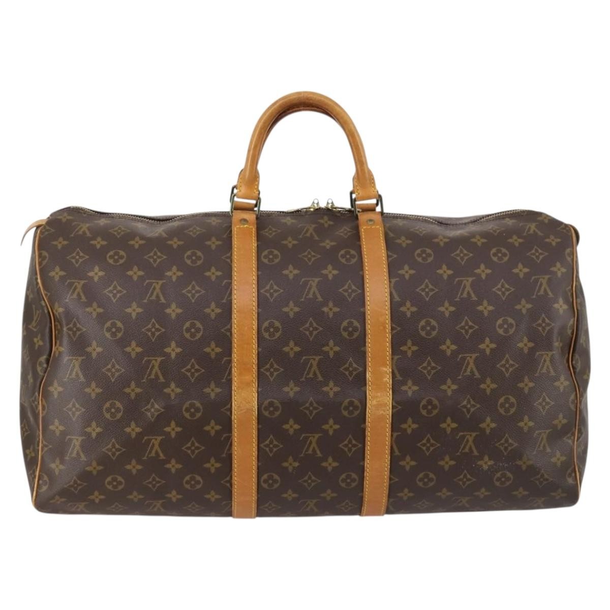 Louis Vuitton Keepall Bag Monogram Canvas, BROWN, CANVAS, Travel bag