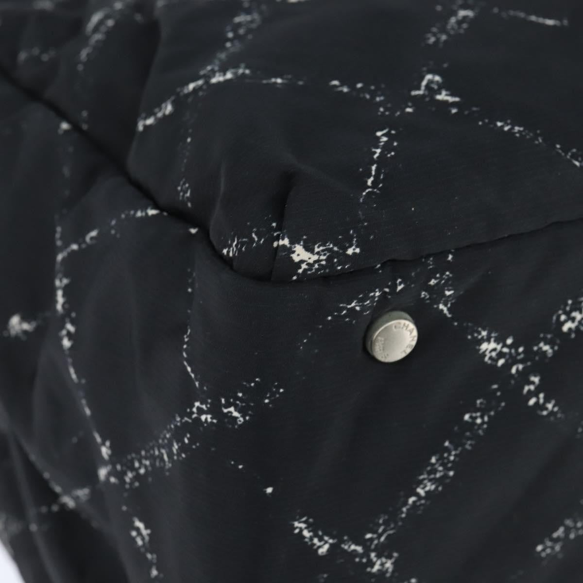 Chanel Travel Line Boston Bag Printed Nylon, BLACK, NYLON, Travel bag