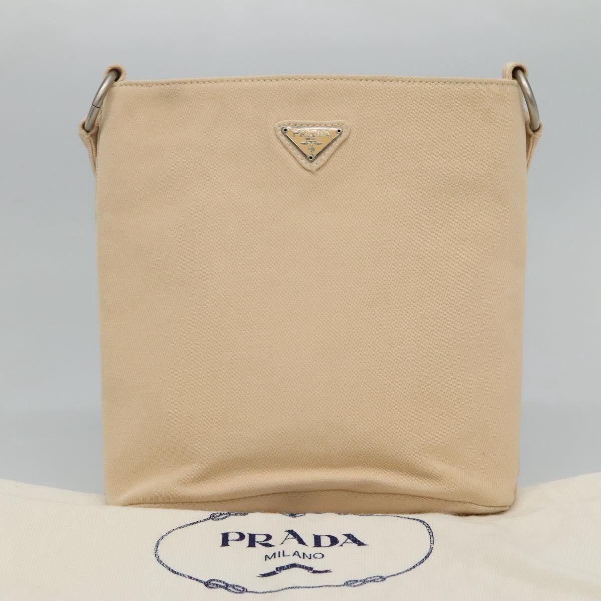 Prada Zip Messenger Canvas, BEIGE, CANVAS, Shoulder bag