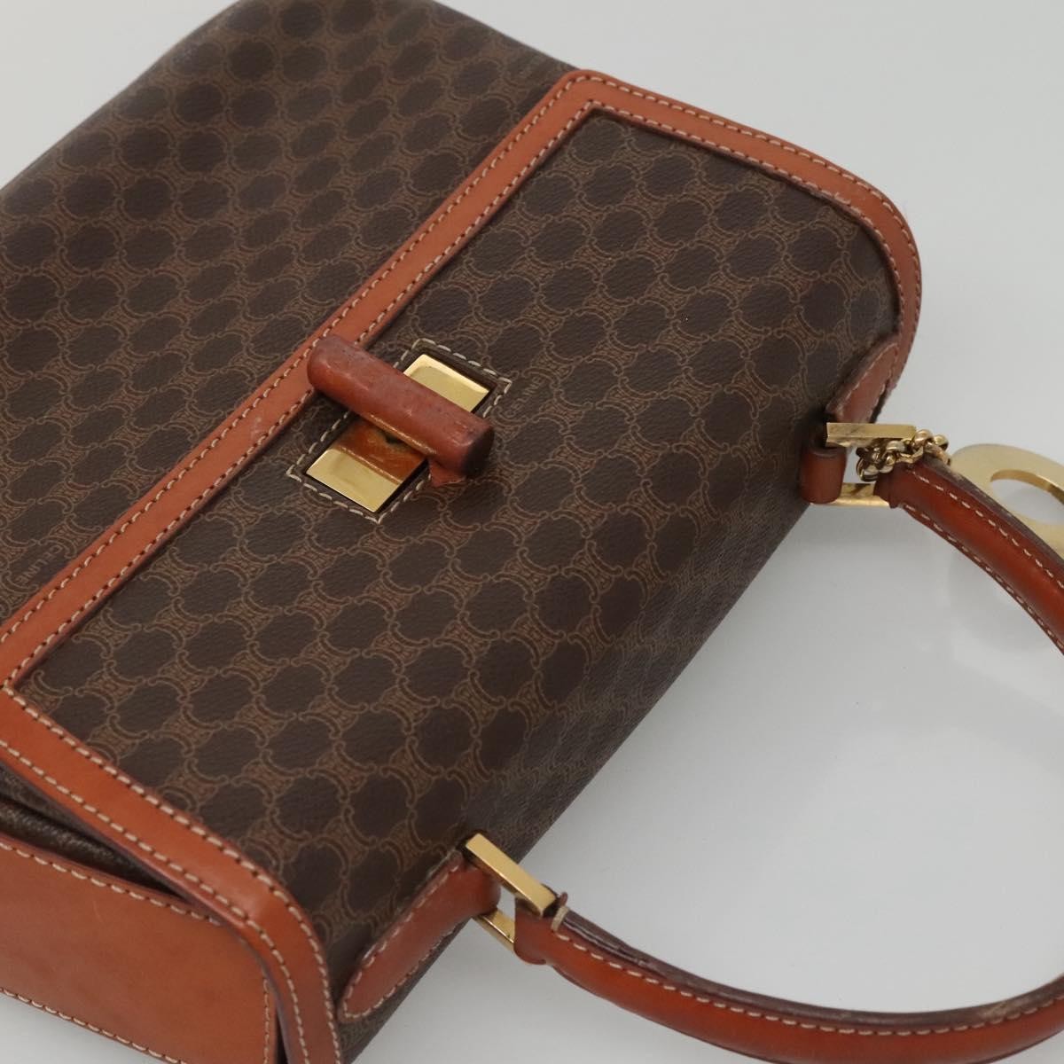 Celine Vintage Convertible Top Handle Bag Macadam Coated Canvas, BROWN, CANVAS, Handbag