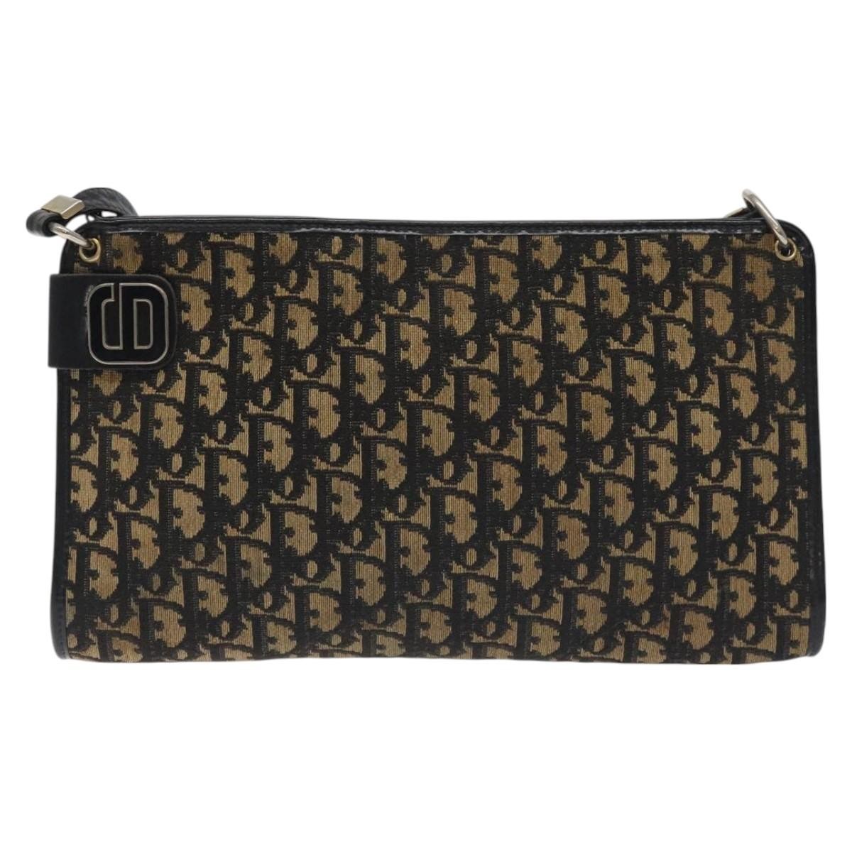 Christian Dior Vintage Trotter Shoulder Bag Canvas, NAVY, CANVAS, Shoulder bag