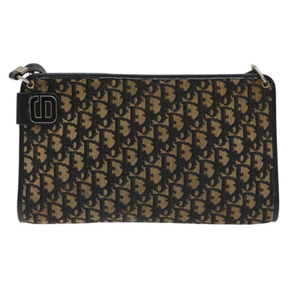 Christian Dior Vintage Trotter Shoulder Bag Canvas, NAVY, CANVAS, Shoulder bag