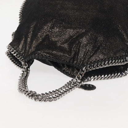 Stella McCartney Falabella Fold Over Bag Faux Suede, BLACK, SYNTHETIC, Crossbody bag