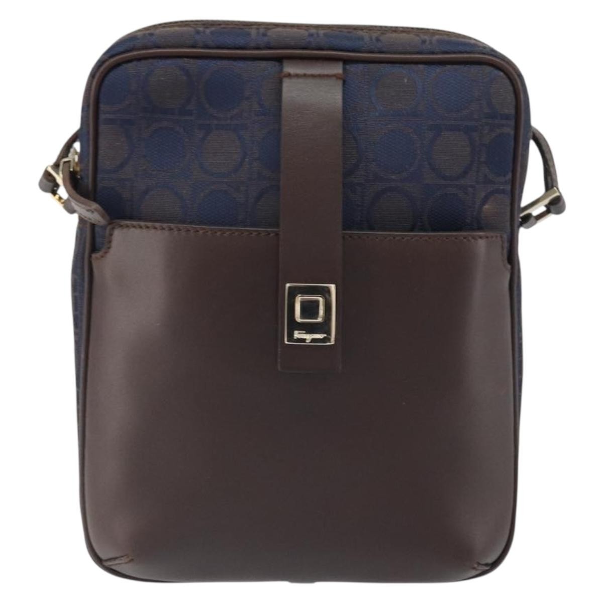 Salvatore Ferragamo Gancini Shoulder Bag Nylon, Navy, Nylon, Shoulder Bag