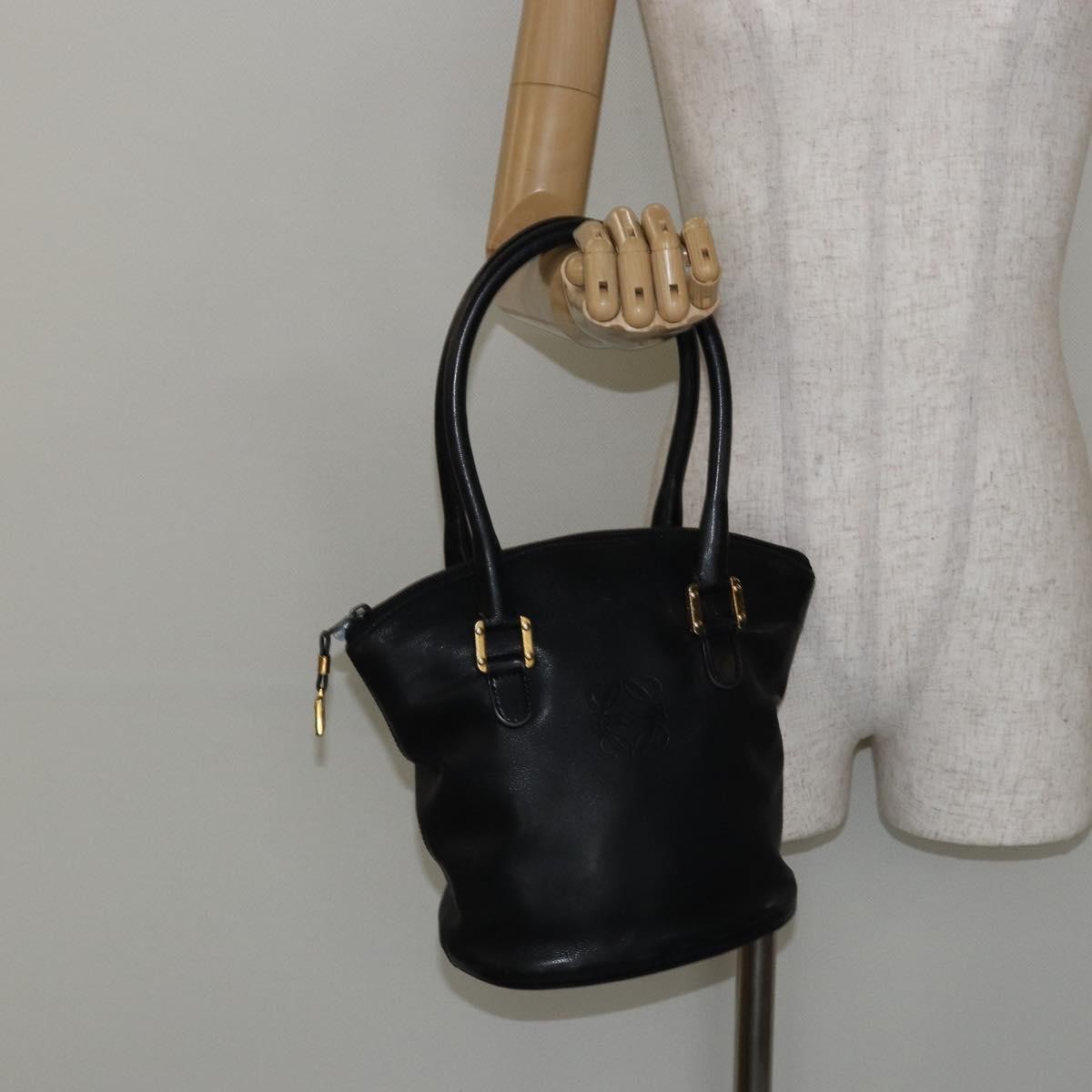 Loewe Anagram handbag Leather, BLACK, LEATHER, Handbag