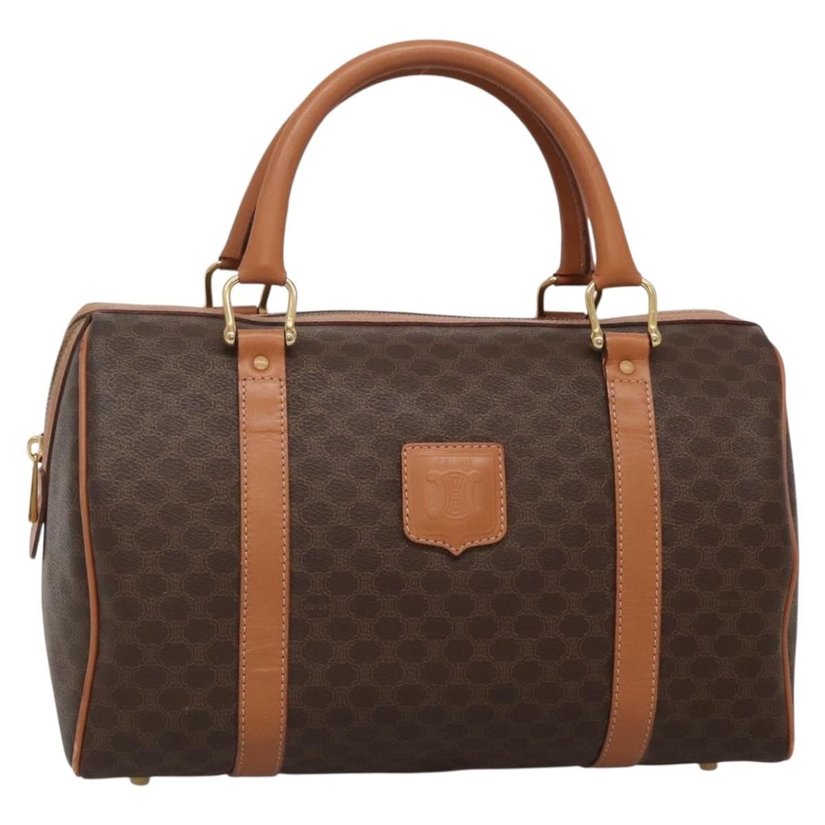 Celine Macadam Handbag Macadam with leather, BROWN, CANVAS, Handbag