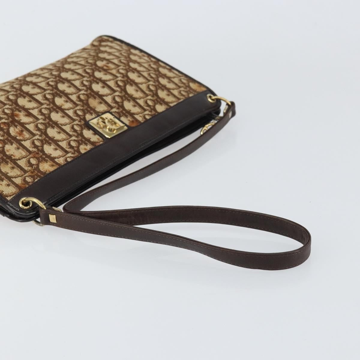Christian Dior Vintage Trotter Shoulder Bag Canvas, BEIGE, CANVAS, Shoulder bag