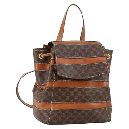 Celine Vintage Macadam Backpack Canvas and Leather, BROWN, CANVAS, Backpack