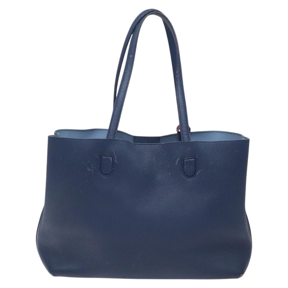 Christian Dior Blossom Handbag Leather, BLUE, LEATHER, Tote bag