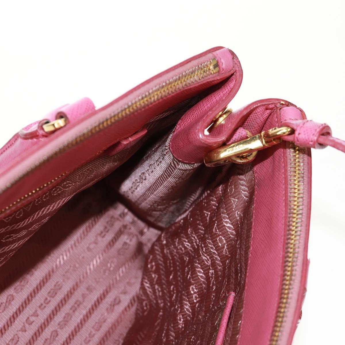 Prada Double Zip Lux Tote Saffiano Leather, Pink, Leather, Handbag