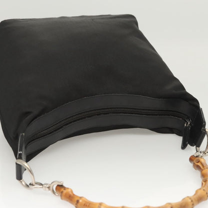 Gucci Vintage Bamboo Handle Bag Nylon, BLACK, NYLON, Handbag