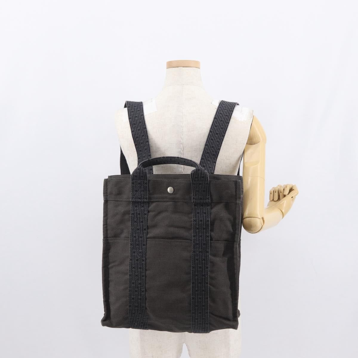 Hermes Herline Backpack Canvas, GRAY, CANVAS, Backpack